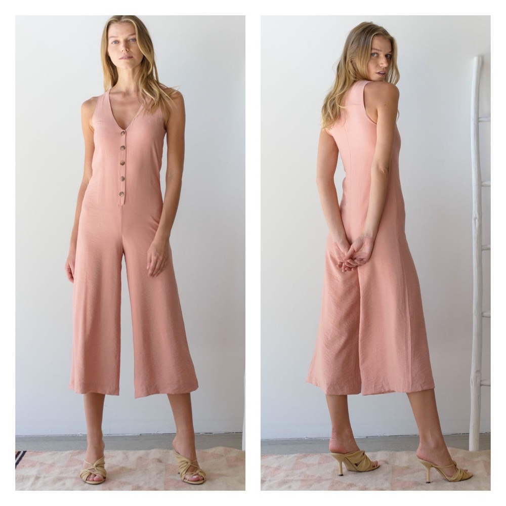 ANTHROPOLOGIE DRA Joey Sleeveless Wide Leg Cropped Jumpsuit M